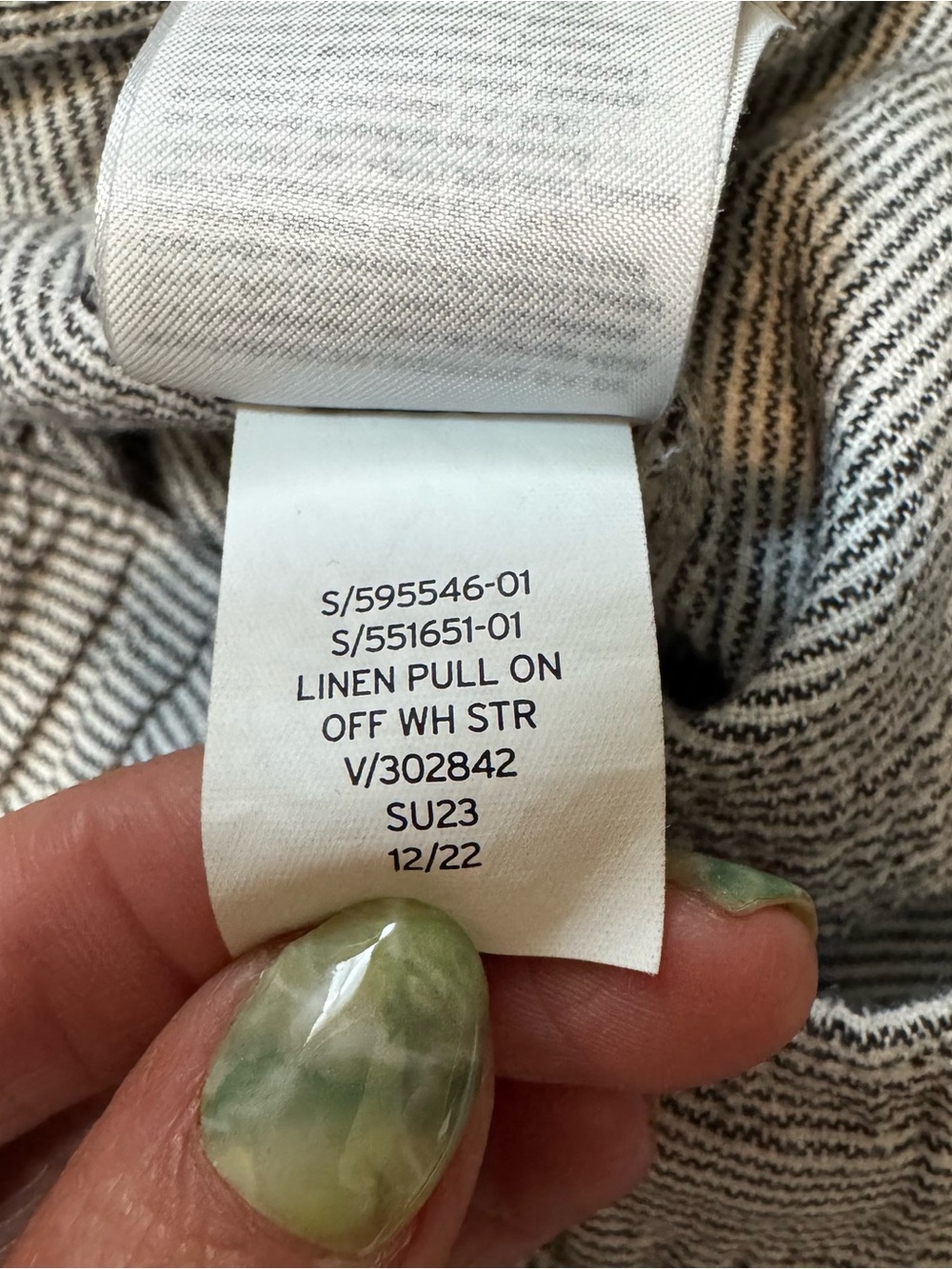 GAP Grey Pinstripe Linen Blend Wide Leg Pants Medium Raw Hem Flowy Boho Coastal - Picture 5 of 9